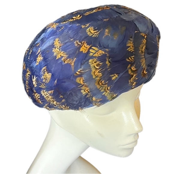 Vintage Blue Feather Hat Union Made In USA - Picture 2 of 8